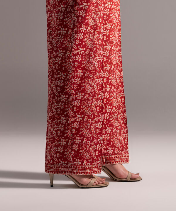 Printed Crosshatch Straight Pants