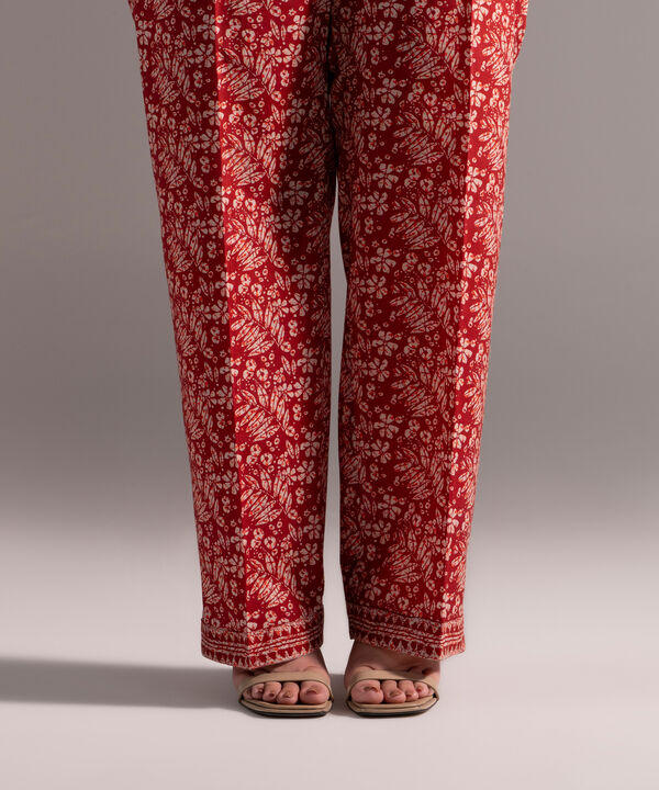 Printed Crosshatch Straight Pants