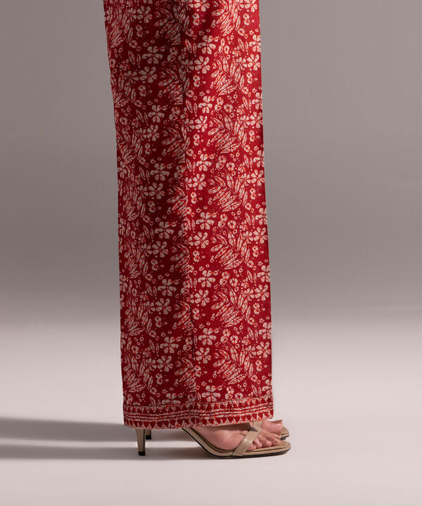 Printed Crosshatch Straight Pants