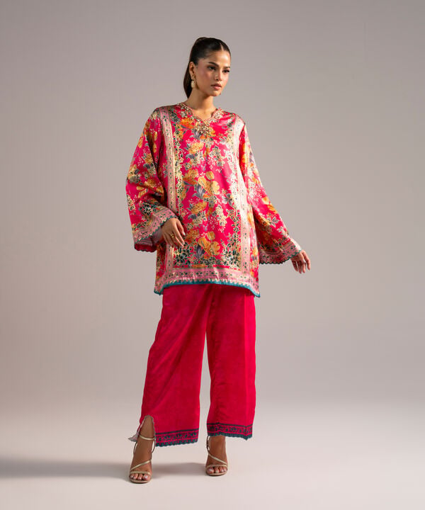 2 Piece - Printed Satin Suit