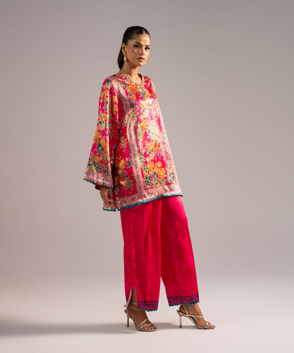 2 Piece - Printed Satin Suit