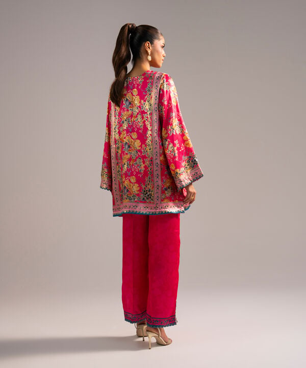 2 Piece - Printed Satin Suit