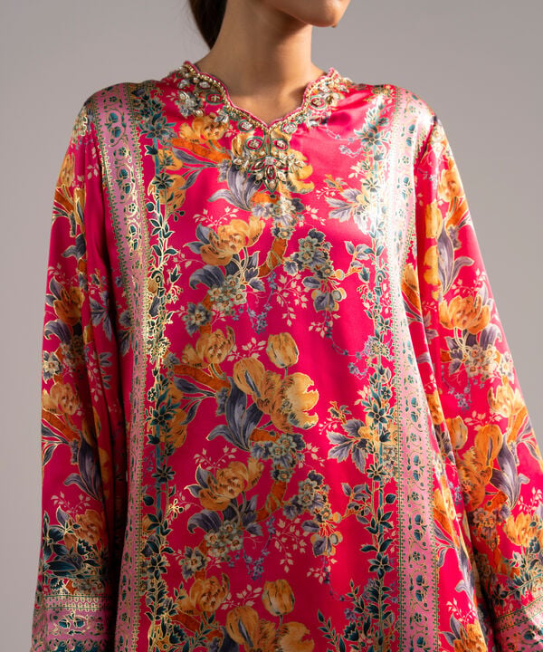 2 Piece - Printed Satin Suit