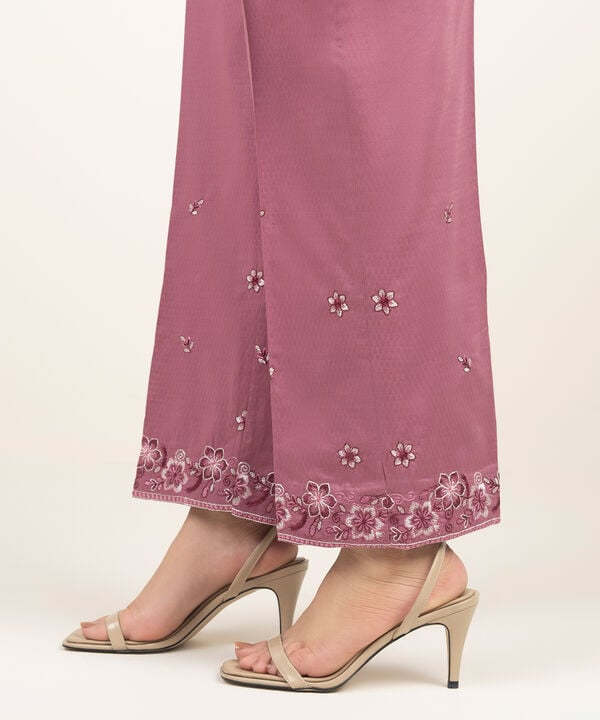 Embroidered Dobby Straight Pants