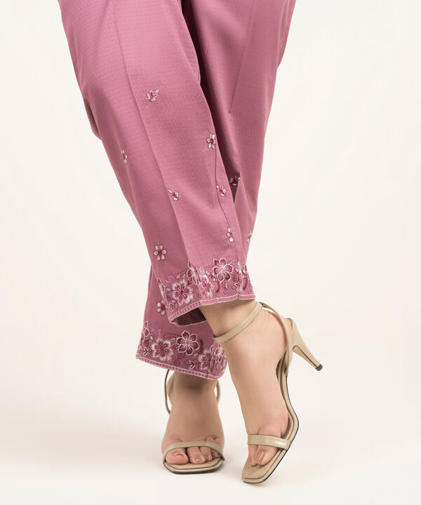Embroidered Dobby Straight Pants