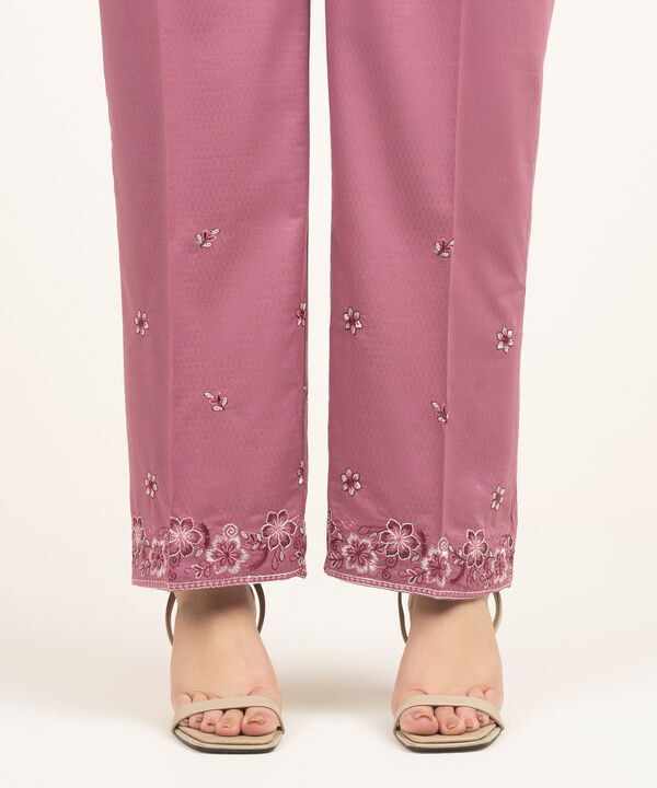Embroidered Dobby Straight Pants
