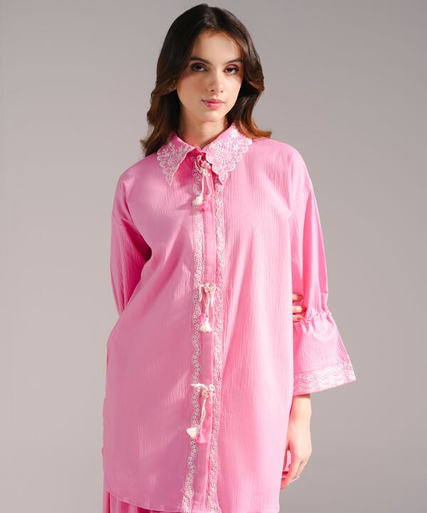 Embroidered Seersucker Shirt