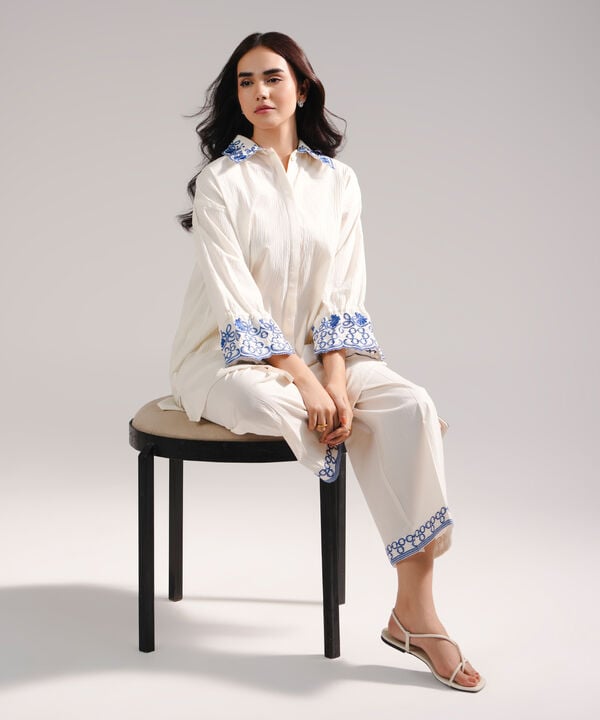 Embroidered Seersucker Shirt