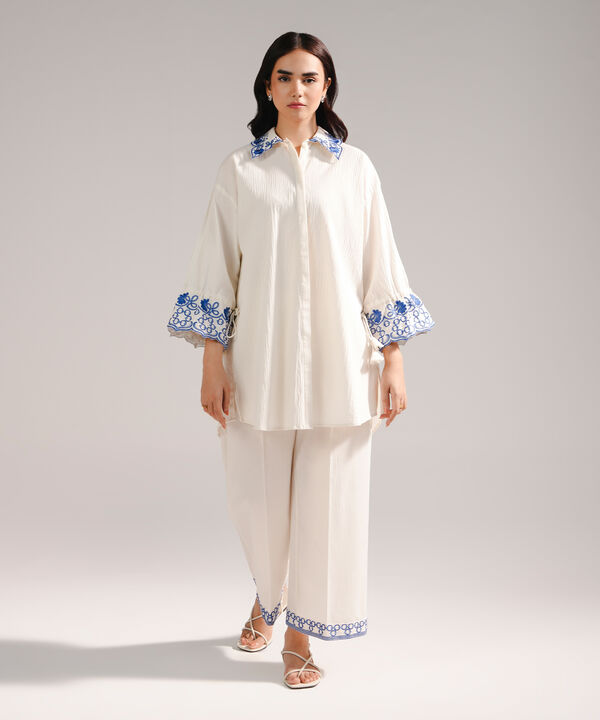 Embroidered Seersucker Shirt