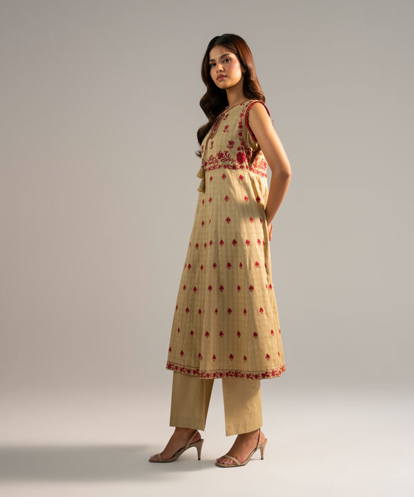 2 Piece - Embroidered Dobby Suit