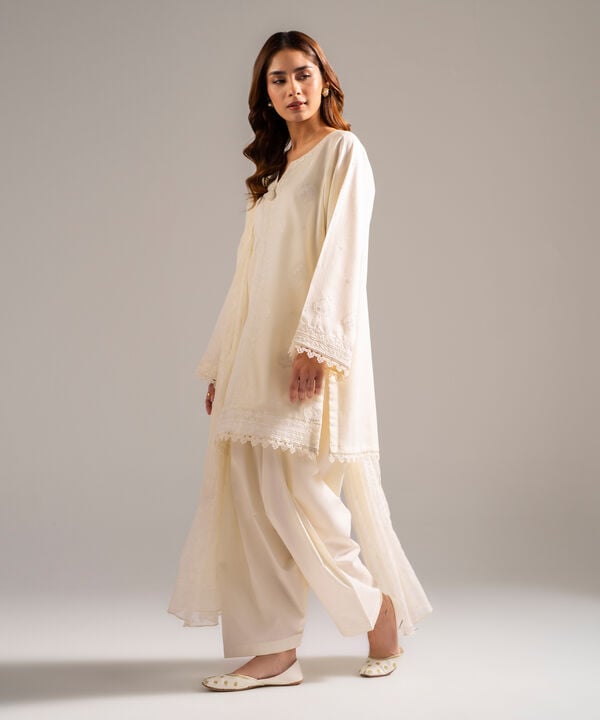 3 Piece - Embroidered Dobby Suit