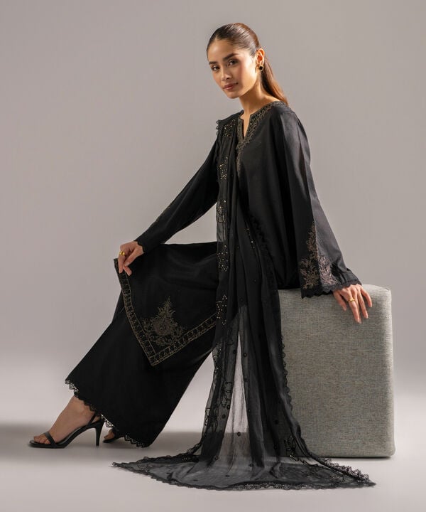 3 Piece - Embroidered Dobby Suit