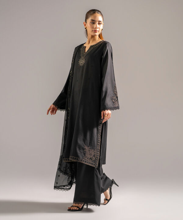 3 Piece - Embroidered Dobby Suit