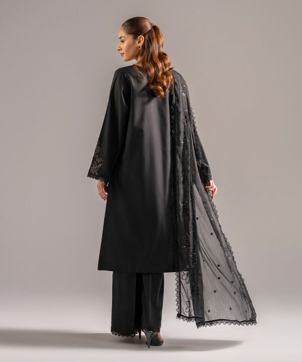 3 Piece - Embroidered Dobby Suit