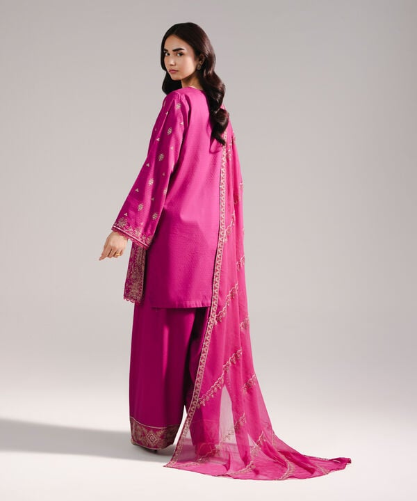 3 Piece - Embroidered Dobby Suit