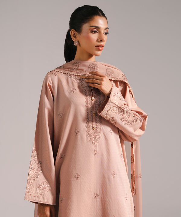 3 Piece - Embroidered Dobby Suit