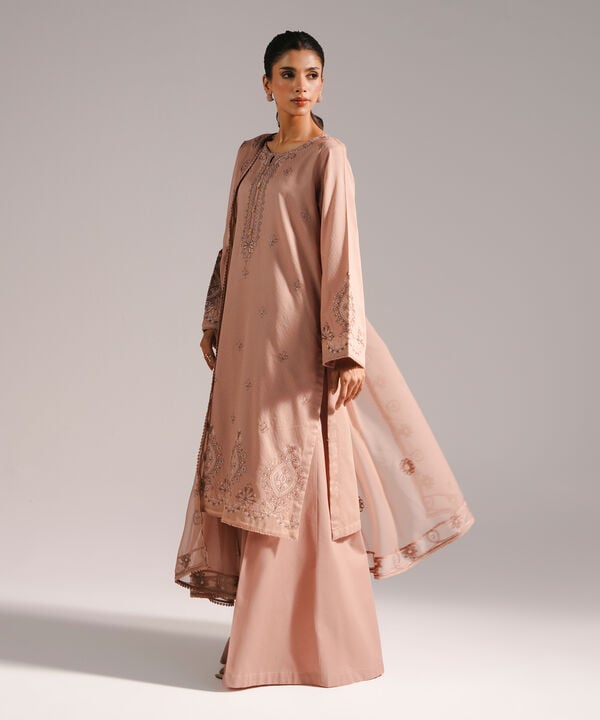 3 Piece - Embroidered Dobby Suit