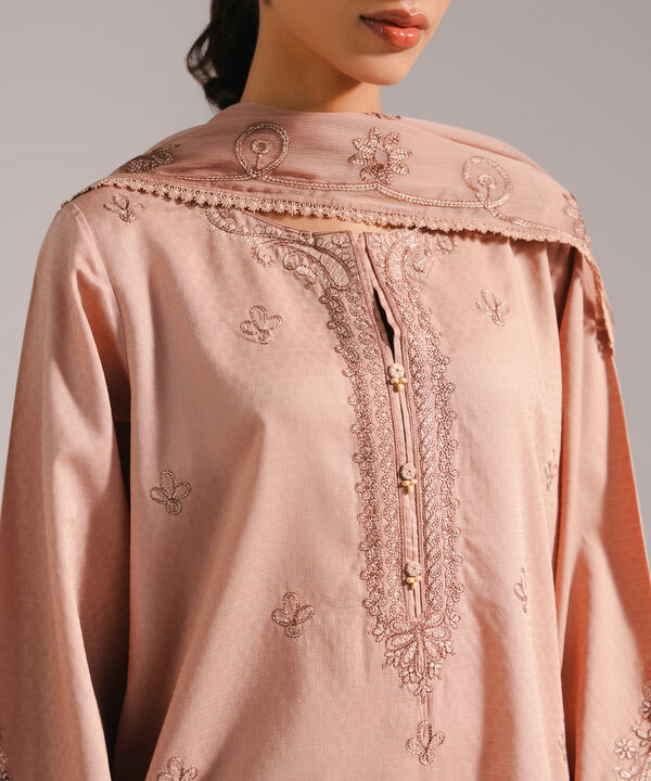 3 Piece - Embroidered Dobby Suit