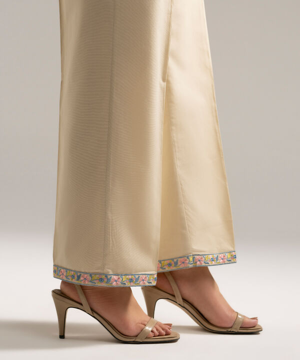 Embroidered Cambric Straight Pants