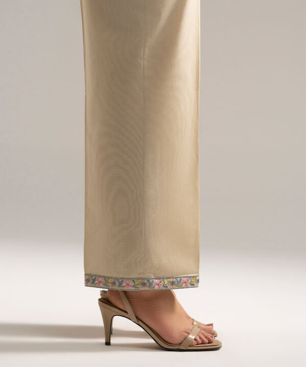 Embroidered Cambric Straight Pants