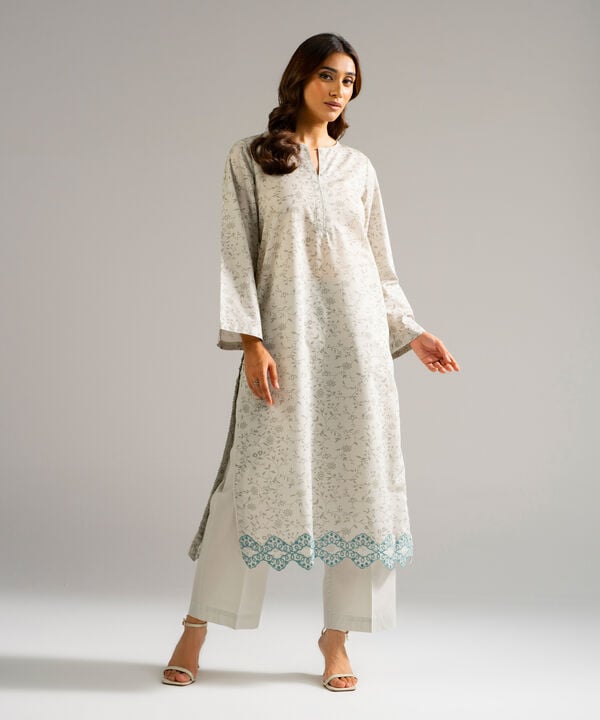 2 Piece - Embroidered Zari Lawn Suit