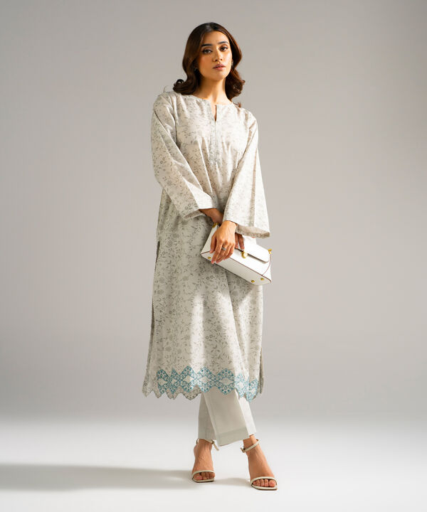 2 Piece - Embroidered Zari Lawn Suit
