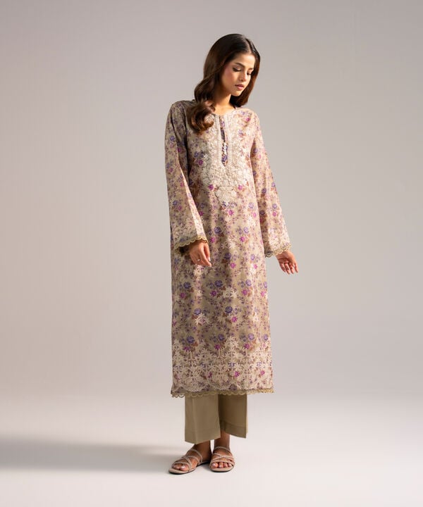 2 Piece - Embroidered Zari Lawn Suit