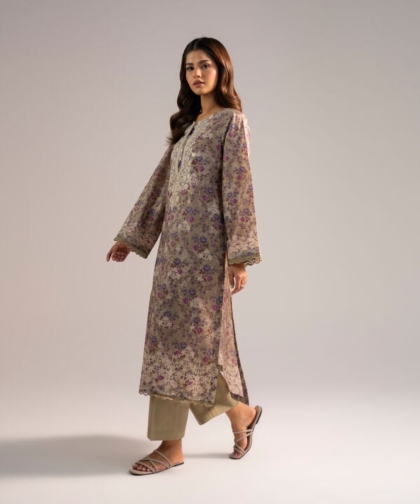 2 Piece - Embroidered Zari Lawn Suit