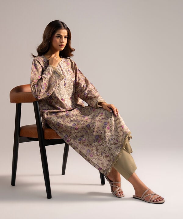 2 Piece - Embroidered Zari Lawn Suit