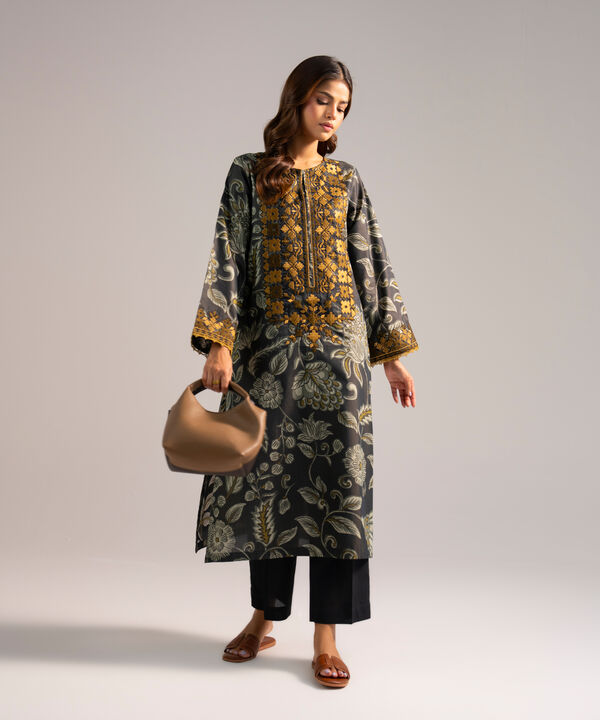 2 Piece - Embroidered Zari Lawn Suit