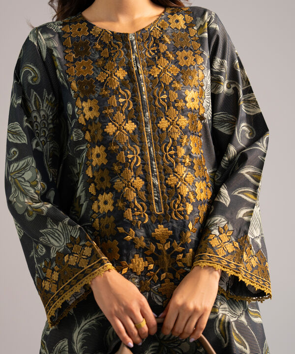 2 Piece - Embroidered Zari Lawn Suit