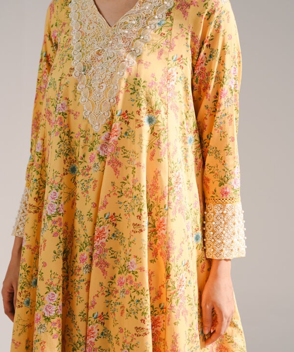 3 Piece - Embroidered Cotton Satin Suit