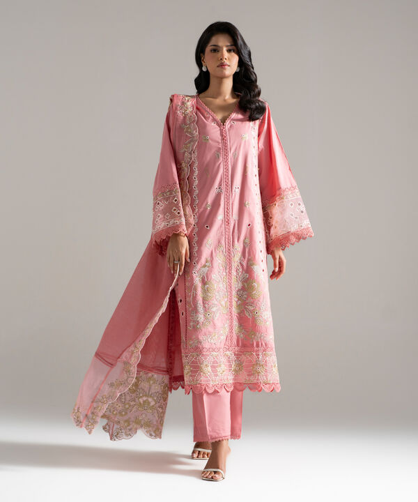 Embroidered Khaddi Net Dupatta