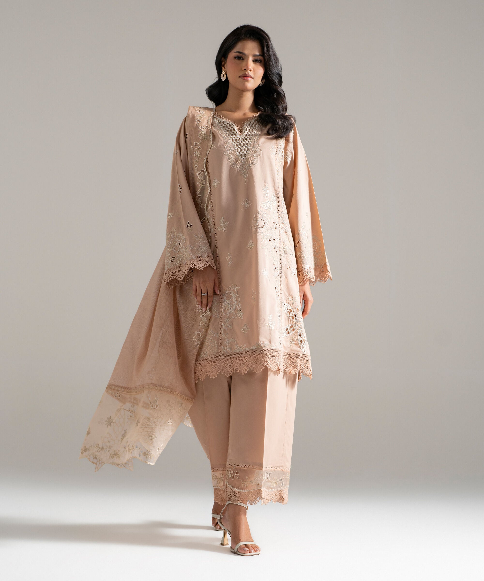 Embroidered Khaddi Net Dupatta PBS26SCV682D