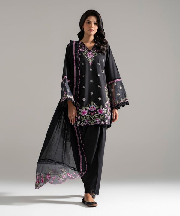 Embroidered Khaddi Net Dupatta
