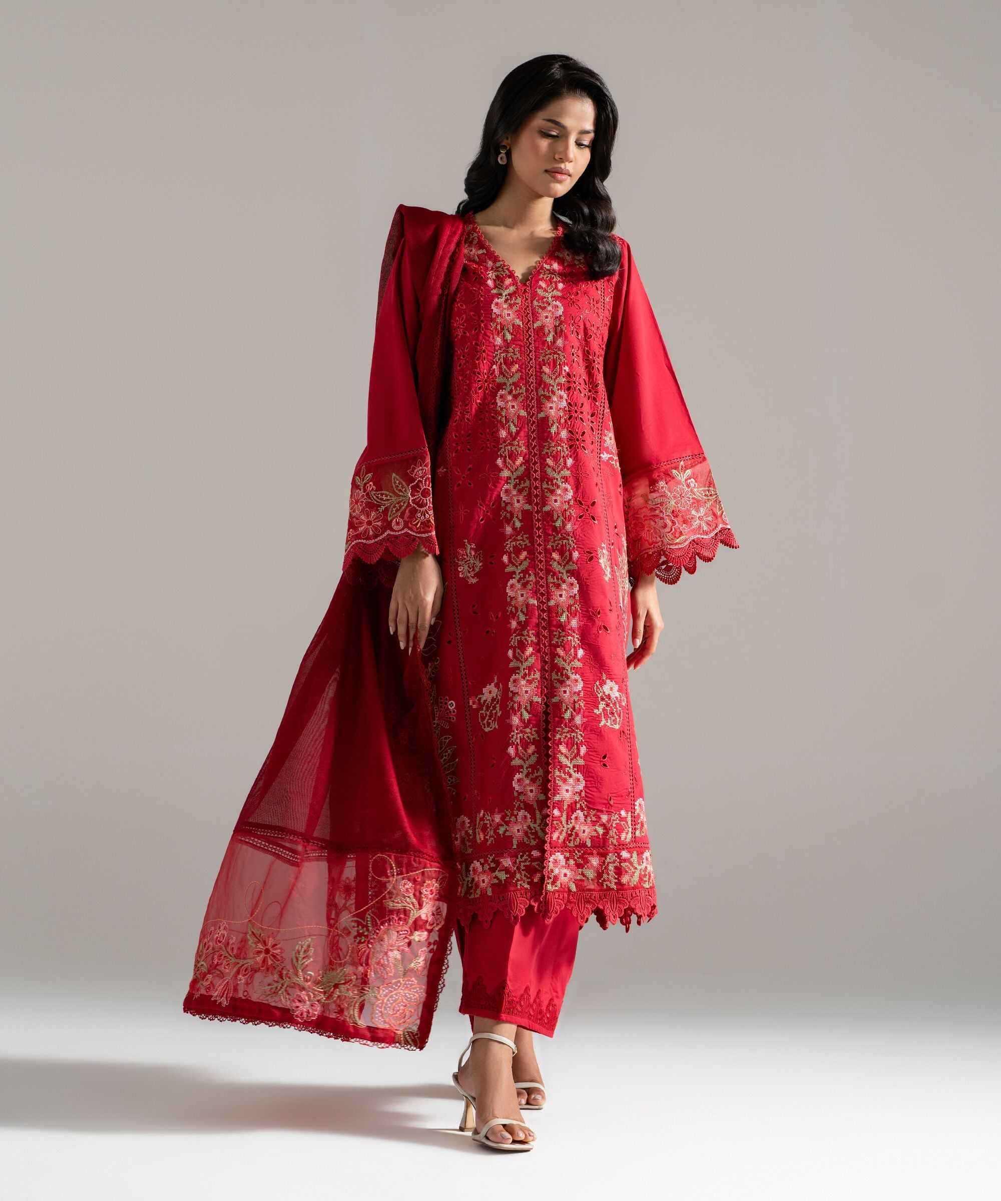 Embroidered Khaddi Net Dupatta PBS26SCV685D