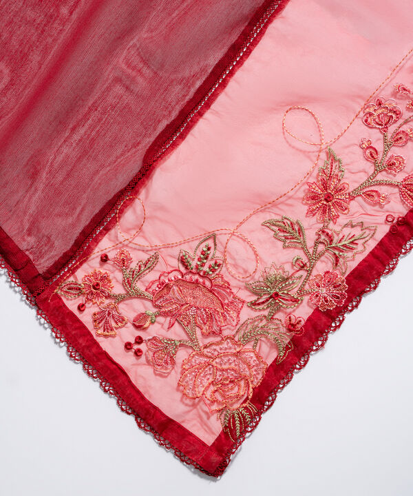 Embroidered Khaddi Net Dupatta