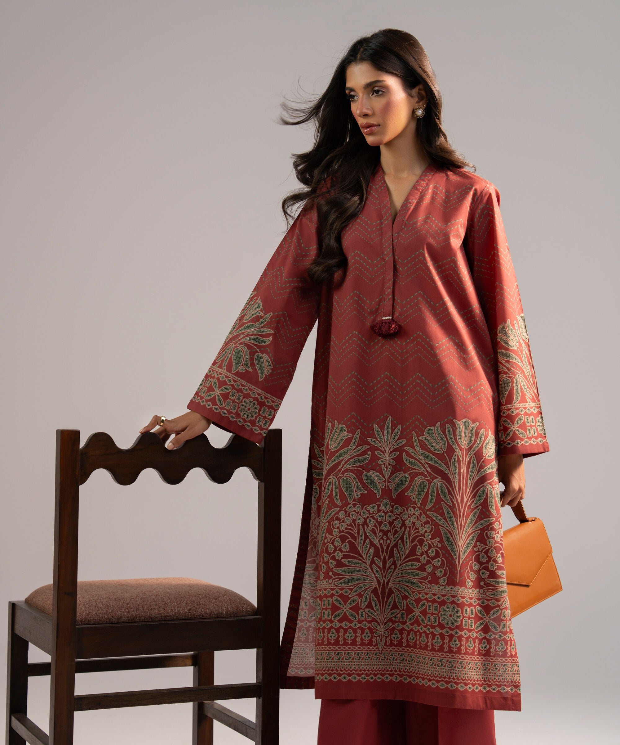 Women's RTW Lawn Printed Maroon 2 Piece Suit