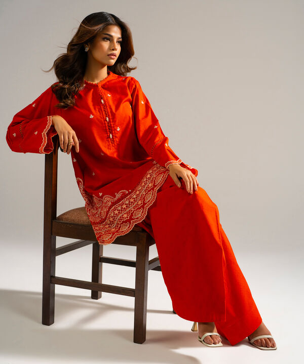 2 Piece - Embroidered Jacquard Suit