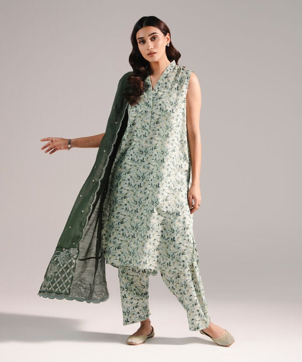 3 Piece - Printed Zari Lawn Suit