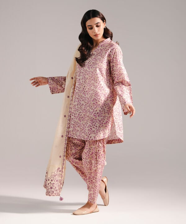 3 Piece - Printed Zari Lawn Suit