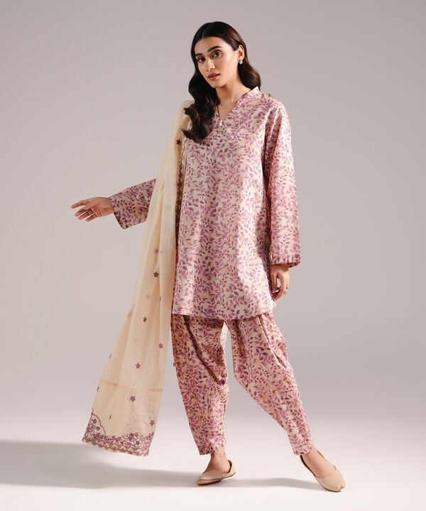 3 Piece - Printed Zari Lawn Suit