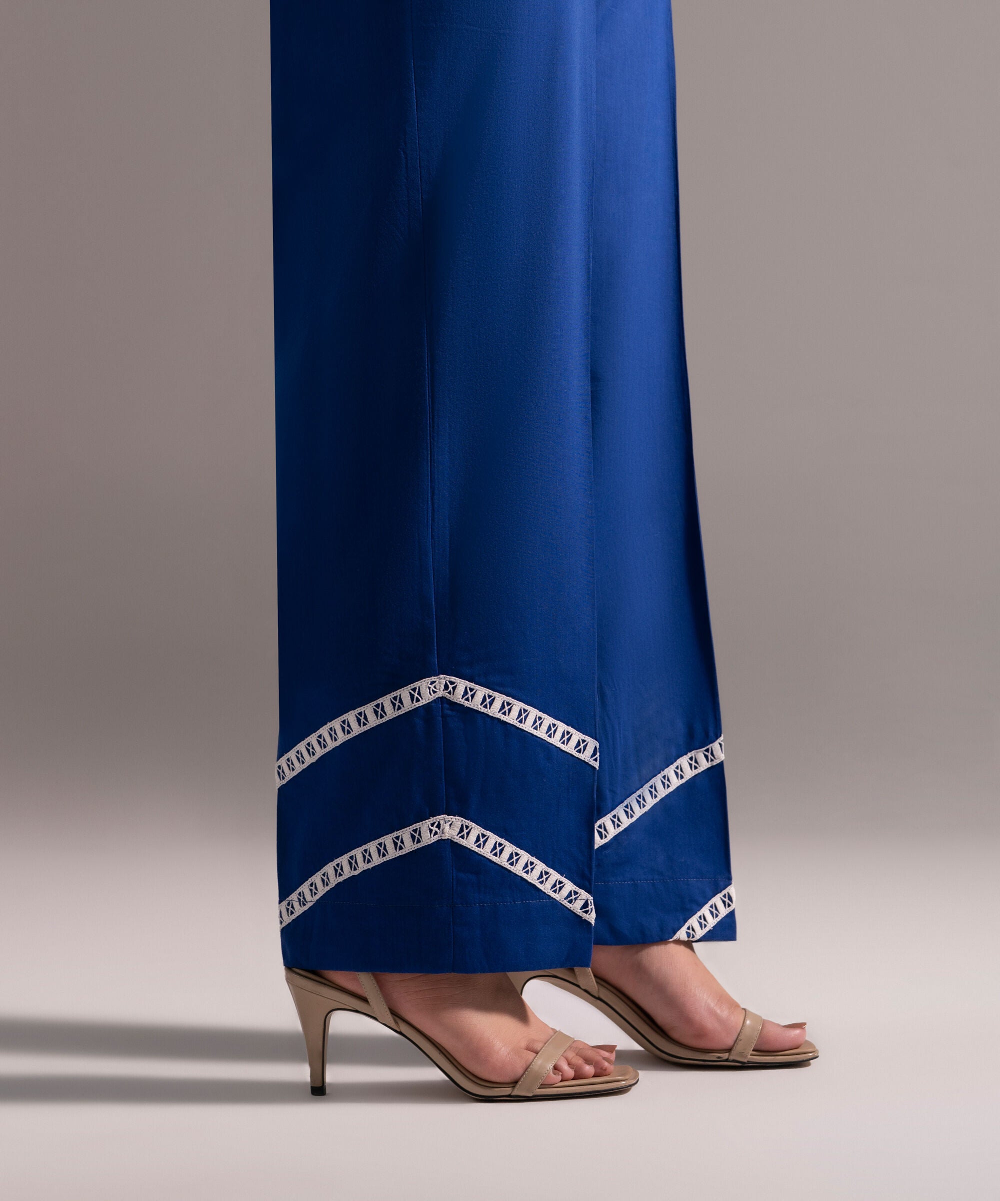 Women's RTW Cotton Viscose Solid Dark Blue Straight Pants