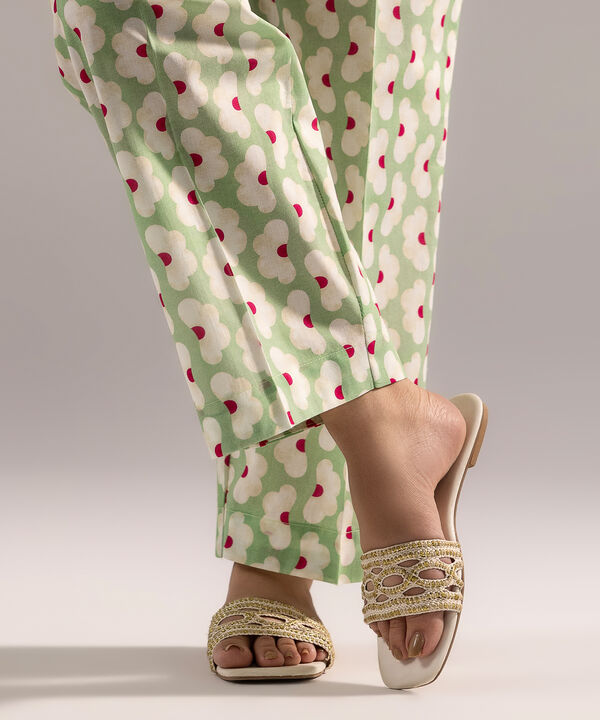 Printed Cambric Straight Pants