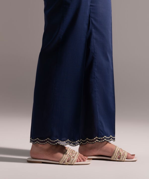 Embroidered Crosshatch Straight Pants