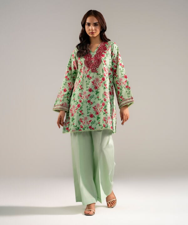 2 Piece - Embroidered Cambric Suit