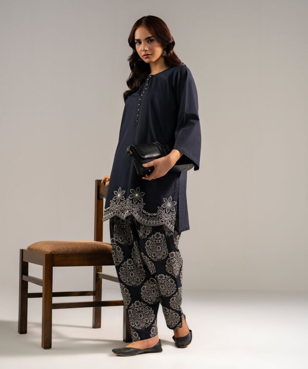 2 Piece - Embroidered Cambric Suit