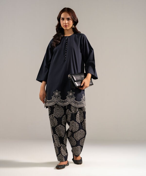 2 Piece - Embroidered Cambric Suit