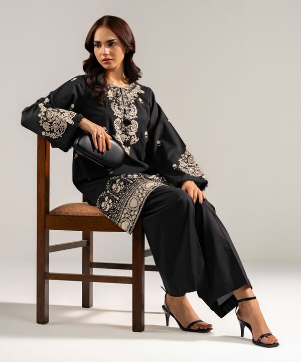 2 Piece - Embroidered Cambric Suit