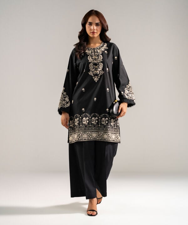 2 Piece - Embroidered Cambric Suit